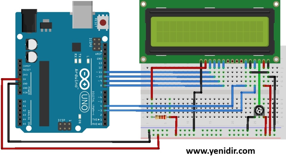 Arduino ile LCD (karakter ekran) devresi