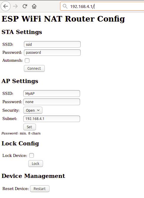 esp8266 wifi router web ayarları