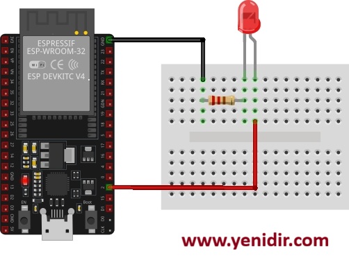 ESP32 LED Bağlantı Şeması