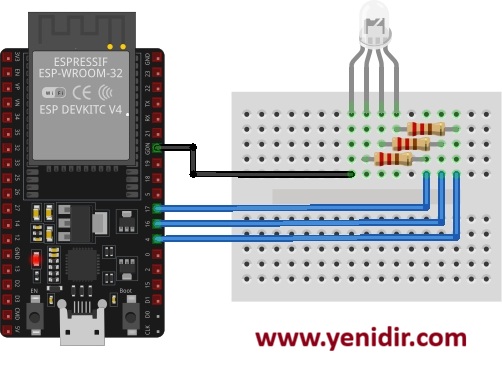 ESP32 RGB LED Bağlantı Şeması