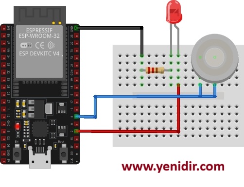 ESP32 Dokunmatik Pin ve LED Bağlantı Şeması